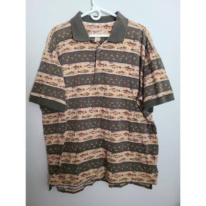 Woolrich polo fishing themed short sleeve shirt mens size XL Vintage Pre-Owned